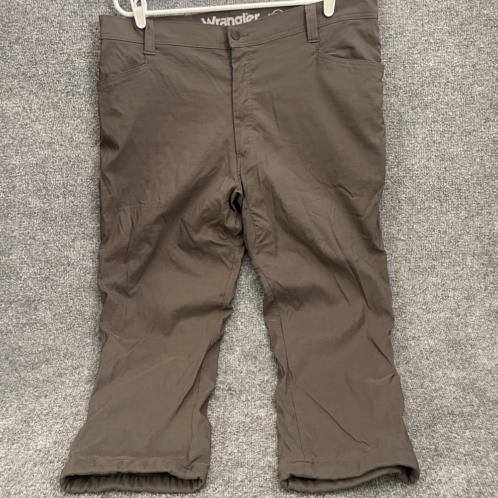 Wrangler ATG Pants Mens 42x25 Brown Outdoor Hiking Stretch Zip Pocket Nylon